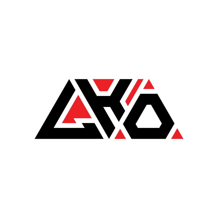 Vector el diseño del logotipo de lko con letras triangulares con forma de triángulo lko diseño de logotipo triangular con monograma lko modelo de logotipo vectorial triangular lko con color rojo logotipo triangulares lko sencillo elegante y lujoso lko