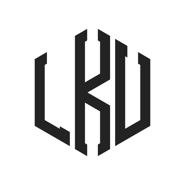 Diseño del logotipo de LKU Letra inicial LKU Monograma Logotipo con forma de hexágono