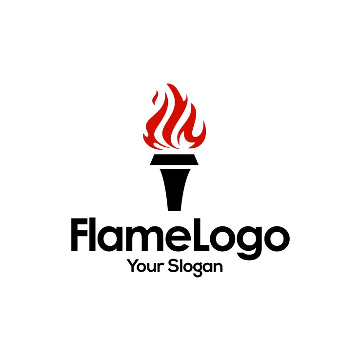 Vector diseño del logotipo de la llama de fuego roja de la antorcha