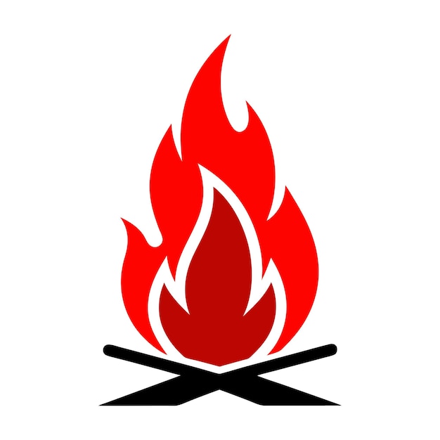 Diseño del logotipo de la llama de fuego silueta del vector de la hoguera logotipo