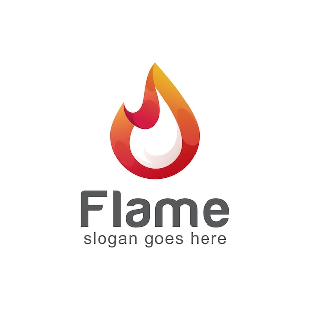 Diseño de logotipo de llama de fuego simple sobre fondo blanco