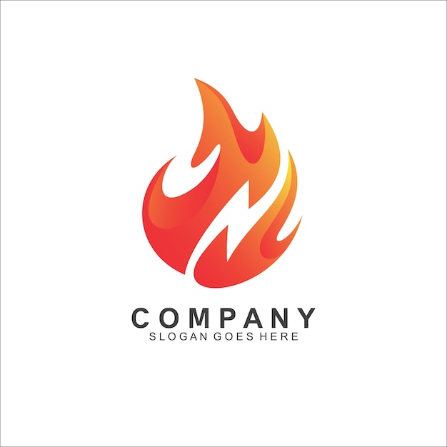 Diseño de logotipo de llama y trueno.