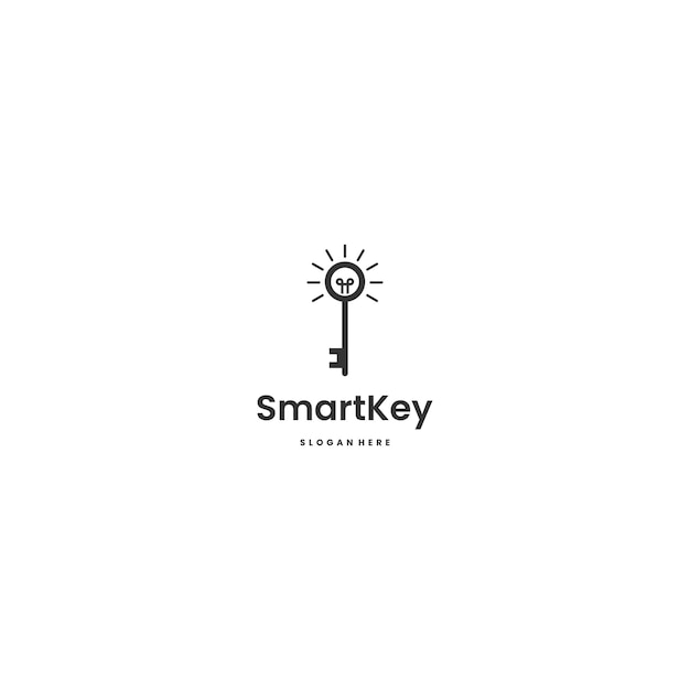 diseño de logotipo de llave inteligente en clave de fondo aislada con concepto moderno de logotipo de lámpara