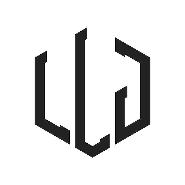 Diseño del logotipo de LLJ Letra inicial Logotipo del monograma de LLJ con forma de hexágono