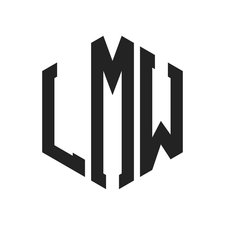 Vector diseño del logotipo lmw letra inicial lmw monograma logotipo con forma de hexágono