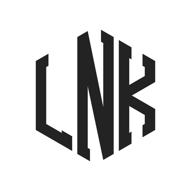 Diseño del logotipo de LNK Letra inicial LNK Monograma Logotipo con forma de hexágono