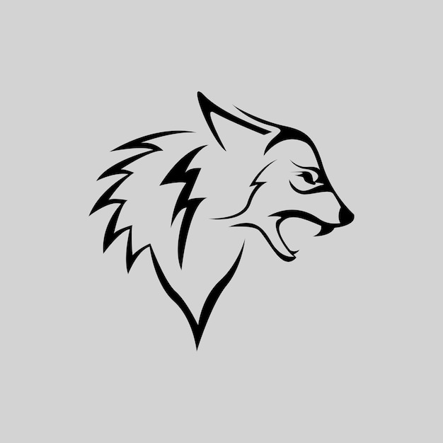 Diseño de logotipo de lobo de arte lineal