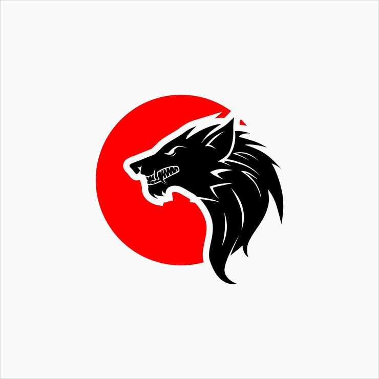 Diseño de logotipo de lobo enojado negro