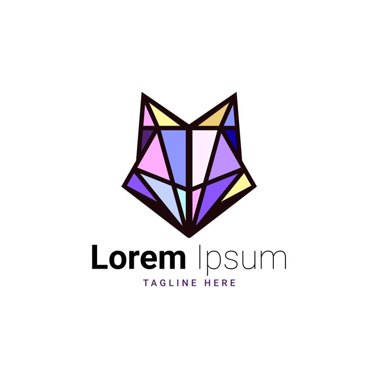 Diseño de logotipo de lobo o zorro en forma de diamante adecuado para logotipos de marcas o empresas