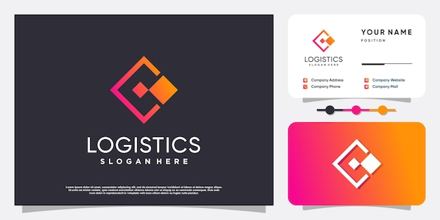 Diseño de logotipo de logística con estilo moderno Vector Premium