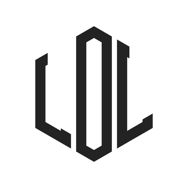 Diseño del logotipo LOL Letra inicial LOL Monograma Logotipo con forma de hexágono