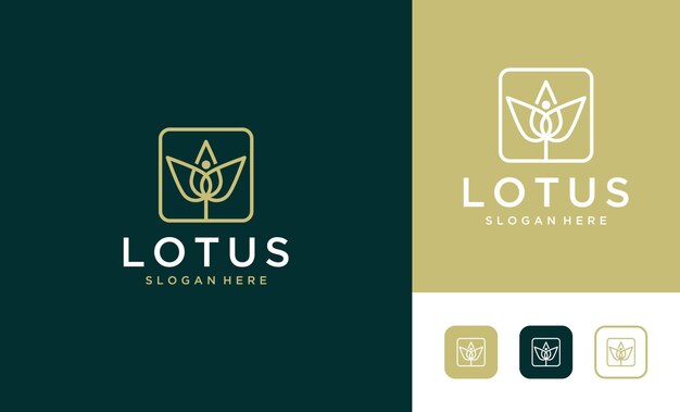Diseño de logotipo de loto de arte de línea de lujo