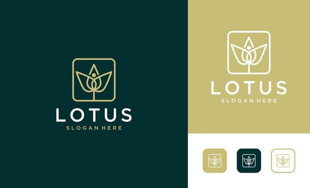 Vector diseño de logotipo de loto de arte de línea de lujo