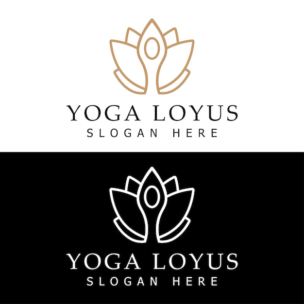 Diseño de logotipo de loto de yoga Loto con icono de yoga humano con logotipo de flor de loto Masaje de bienestar de yoga