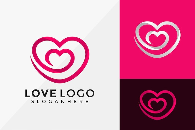 Diseño del logotipo de Love Heart Identidad de la marca Logos Diseños plantilla de ilustración vectorial