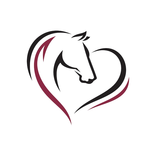Diseño del logotipo de Love Horse Ilustración vectorial.