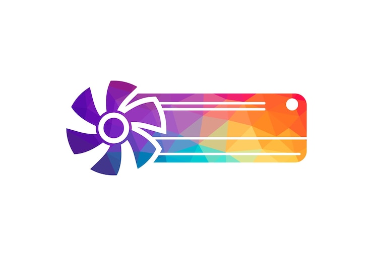 Vector diseño de logotipo de low poly y aire acondicionado, limpieza y reparación de un diseño e ilustración de vectores de aire acondicionado