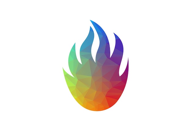 Diseño de logotipo Low Poly y Creative Fire Flame Concepto de diseño vectorial