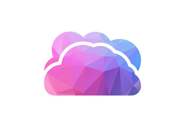 Diseño de logotipo Low Poly y Solid Cloud Plantilla de diseño vectorial