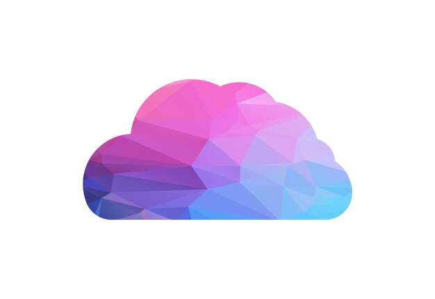 Diseño de logotipo Low Poly y Solid Cloud Plantilla de diseño vectorial