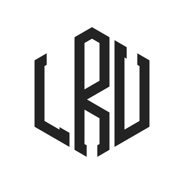 Diseño del logotipo LRU Letra inicial LRU Monograma Logotipo con forma de hexágono