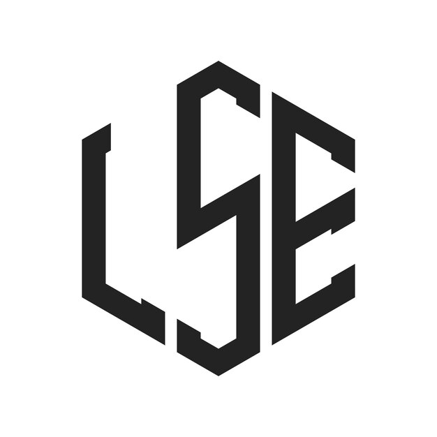 Diseño del logotipo de la LSE Letra inicial LSE Monograma Logotipo con forma de hexágono
