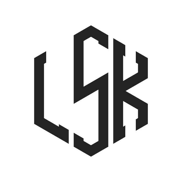 Diseño del logotipo LSK Letra inicial LSK Monograma Logotipo con forma de hexágono