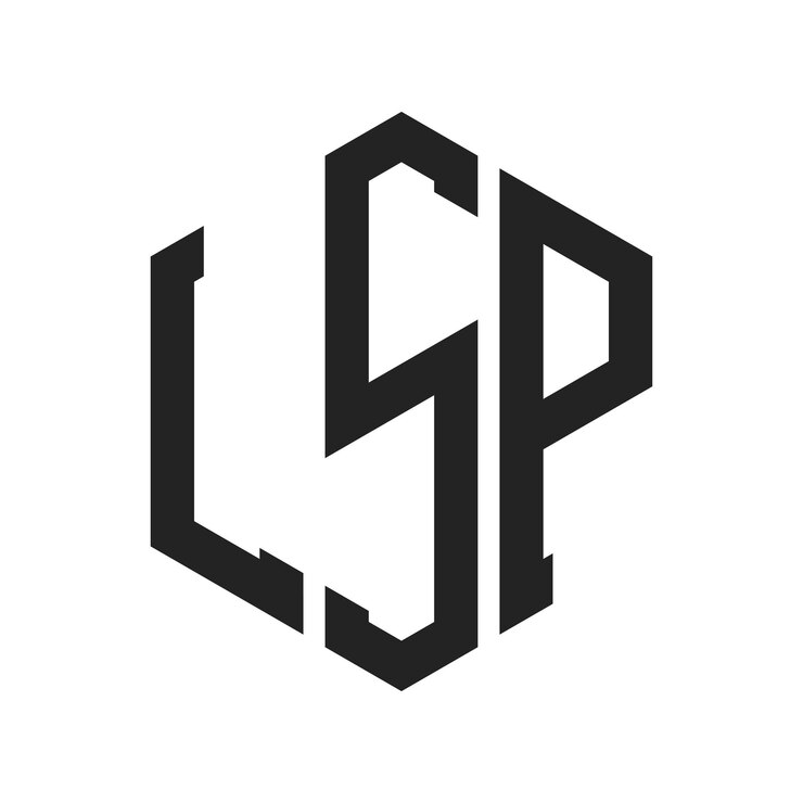 Vector diseño del logotipo de lsp letra inicial lsp monograma logotipo con forma de hexágono