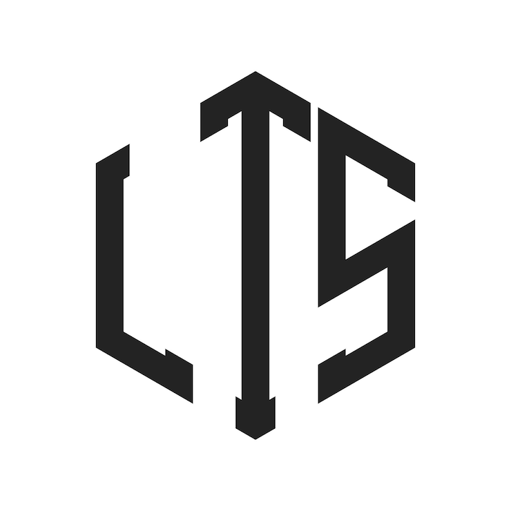 Vector diseño del logotipo de lts letra inicial lts monograma logotipo con forma de hexágono