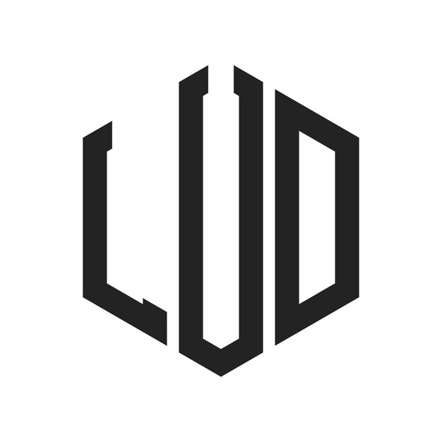 Diseño del logotipo LUD Letra inicial LUD Monograma Logotipo con forma de hexágono