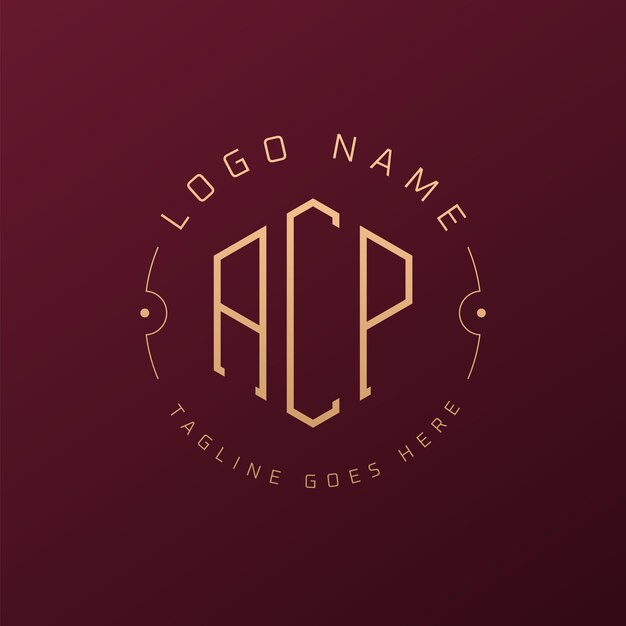 Diseño de logotipo de lujo ACP Carta elegante ACP Monograma Logotipo minimalista Poligono Template de diseño de logotipo ACP