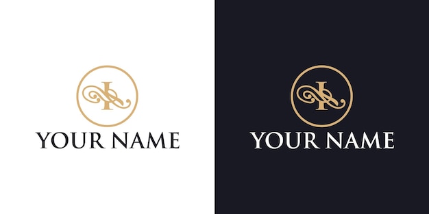 Diseño de logotipo de lujo de adorno de letra I