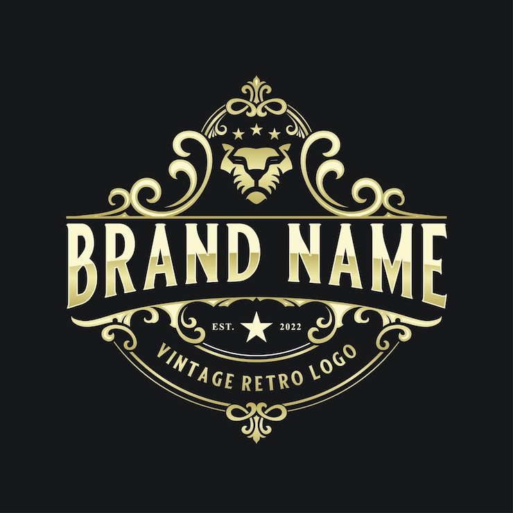 Vector diseño de logotipo de lujo con elementos ornamentales, para joyería o restaurantes, moda, productos de belleza, c