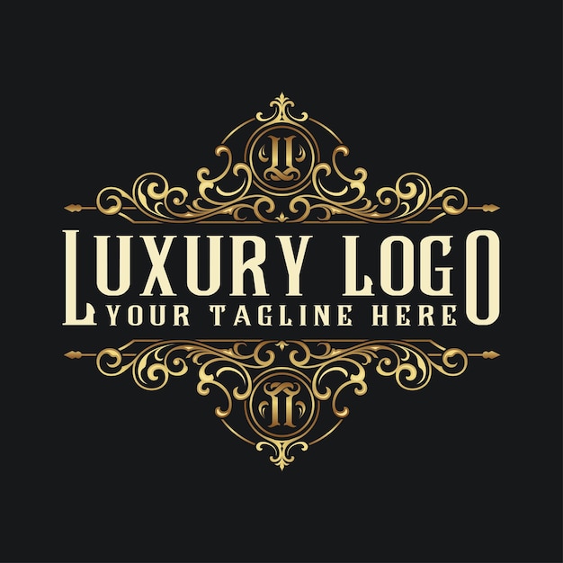 diseño de logotipo de lujo con elementos ornamentales, para joyería o restaurantes, moda, productos de belleza, c