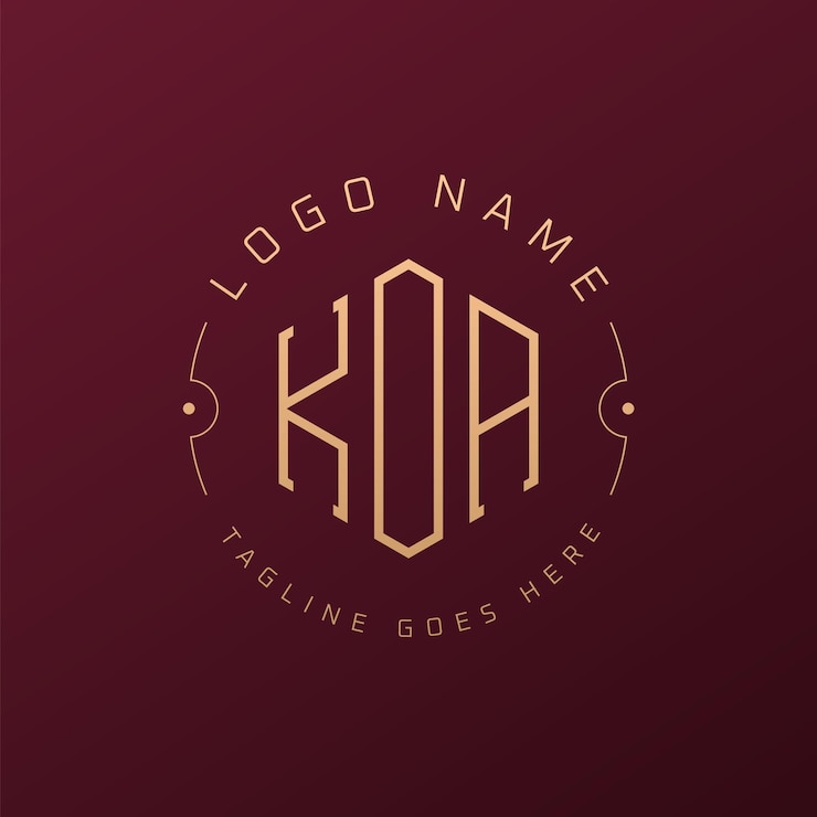Vector diseño de logotipo de lujo koa letra elegante koa monograma logotipo minimalista poligono plantilla de diseño de logotipo koa