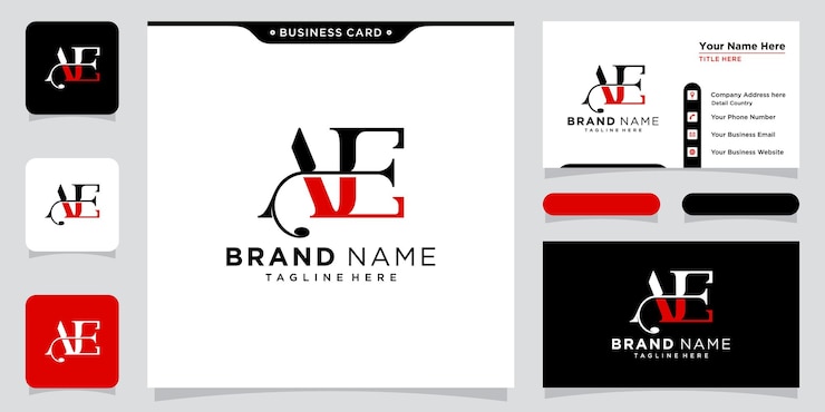 Vector diseño de logotipo de lujo con letra inicial ae con diseño de tarjeta de visita