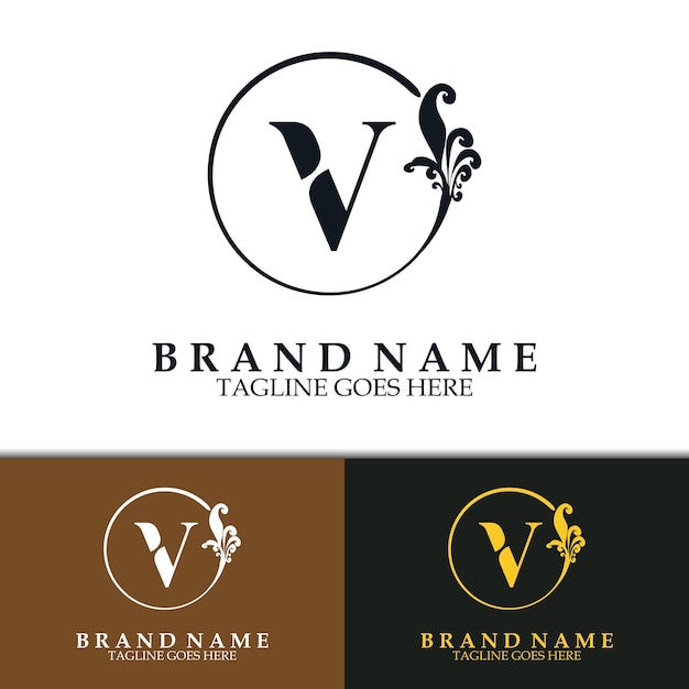 diseño de logotipo de lujo con letra V, adecuado para identidad de marca, boutique de logotipos, salón de logotipos, restaurante de logotipos