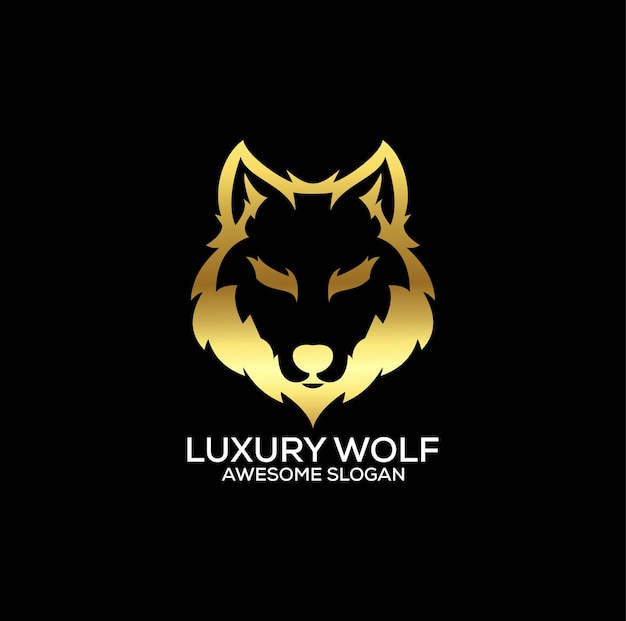 diseño de logotipo de lujo de lobo gradiente de color línea de arte