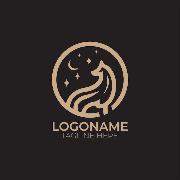 diseño de logotipo de lujo de lobo vector de arte de línea