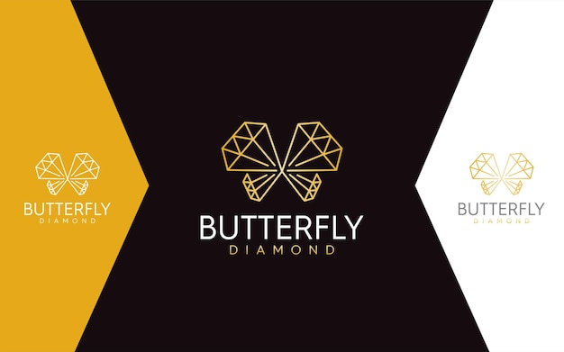 Vector diseño de logotipo de lujo de mariposa de diamante