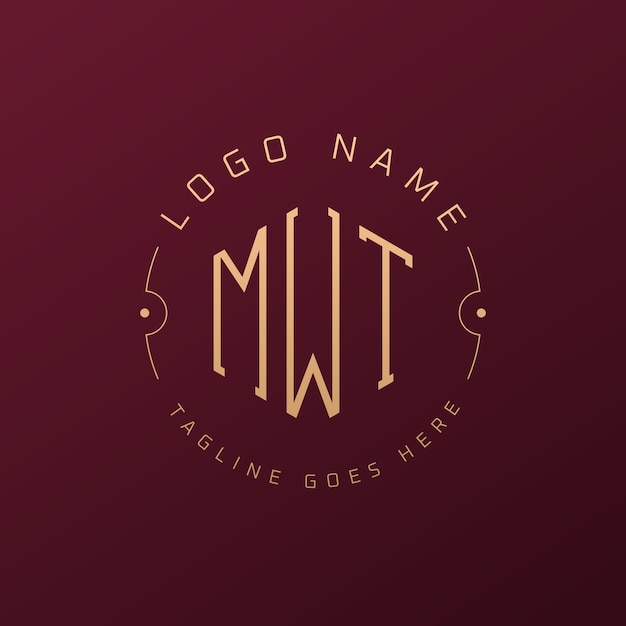 Diseño de logotipo de lujo MWT Letra elegante MWT Monograma Logotipo minimalista Poligono plantilla de diseño de logotipo MWT