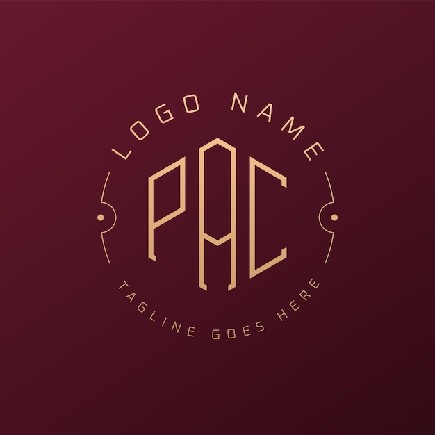 Diseño de logotipo de lujo de PAC Carta elegante de PAC Monograma de logotipo minimalista Poligono de PAC Templata de diseño de logotipo