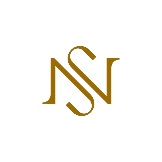 Diseño del logotipo de lujo SN o del monograma NS de letras doradas