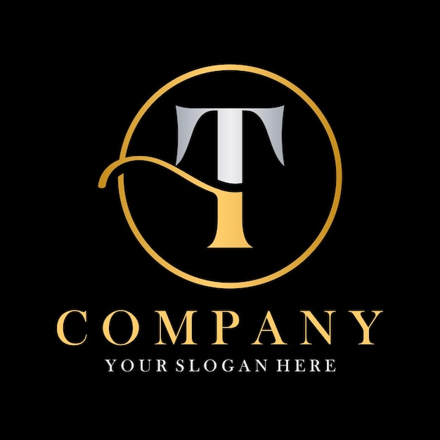 Diseño de logotipo de lujo T Vector de diseño de letras T