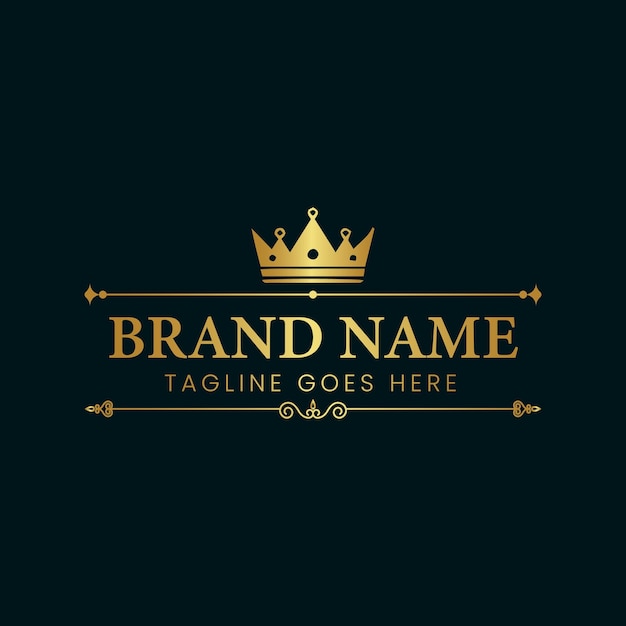 Diseño de logotipo de lujo vintage y dorado.