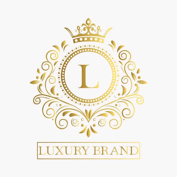 Vector diseño de logotipo lujoso y elegante con una letra l en oro con adornos florales reales