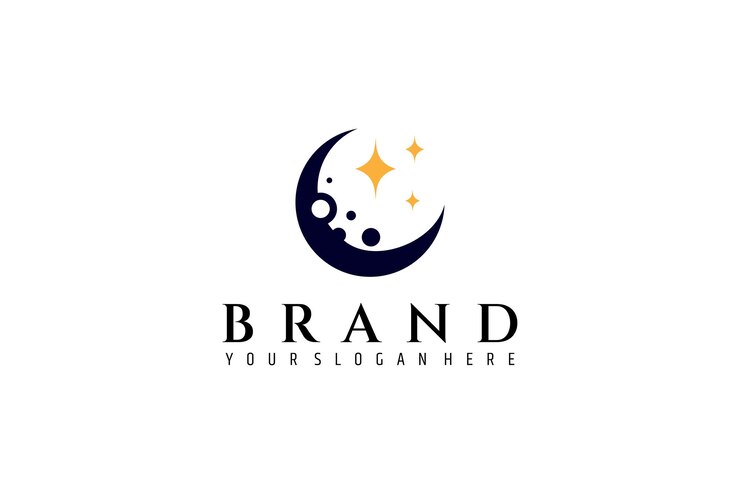 diseño de logotipo de luna creciente con estrella