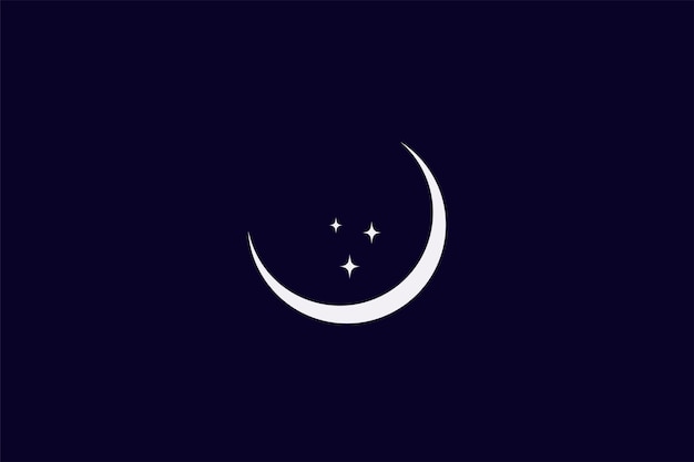 Diseño de logotipo de luna creciente con estrellas.