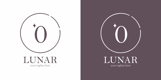 Vector diseño de logotipo lunar con letra 0