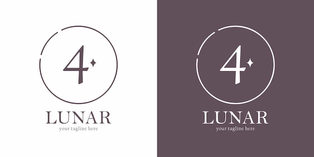 Diseño de logotipo lunar con letra 4